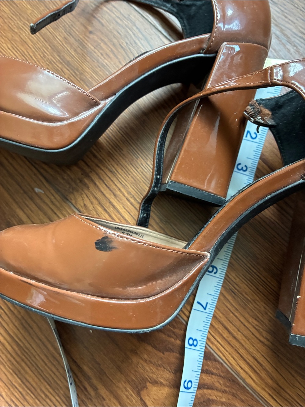Madden Girl Tan Patent Mary Jane Platform Heels - Picture 3 of 7